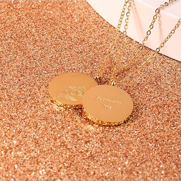 Minimalist Birth Month Flower Gold Necklace - February - Picture 4 of 4